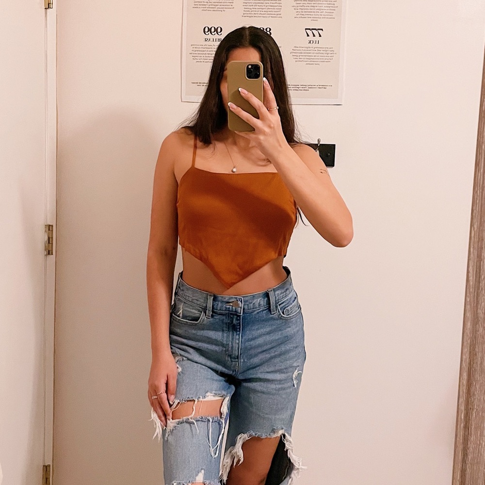 Silky Deep Orange Crop Top